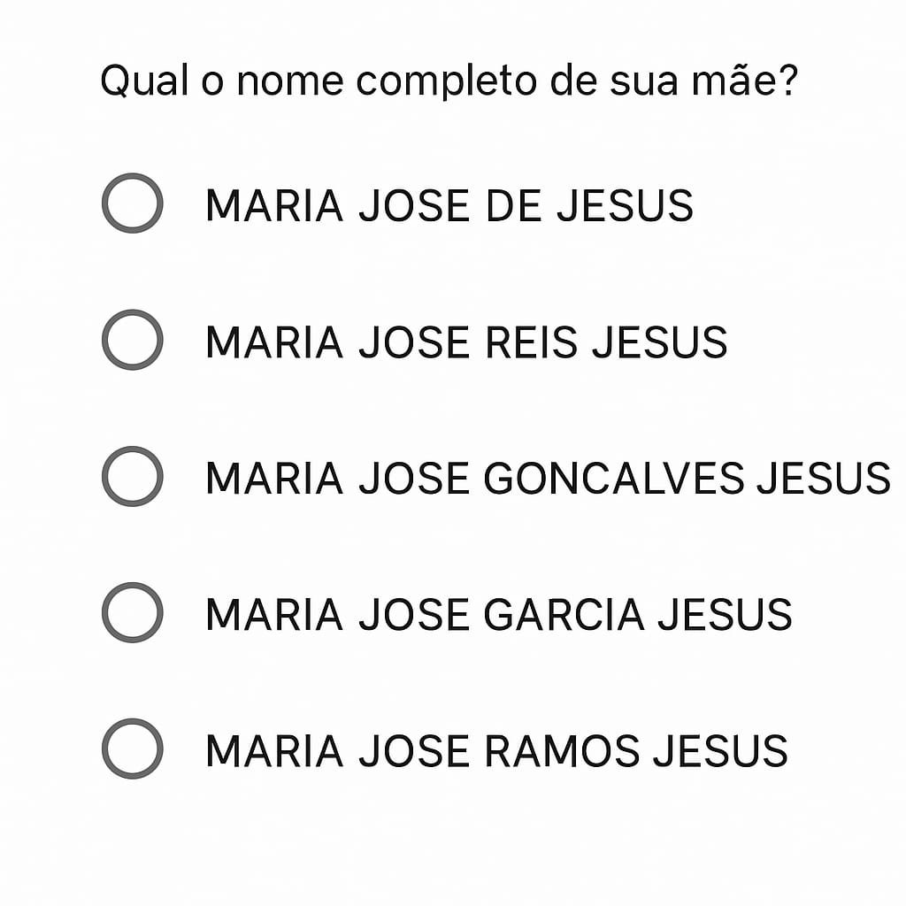 Imagem exemplo para a pessoa selecinar o nome da mãe corretamente